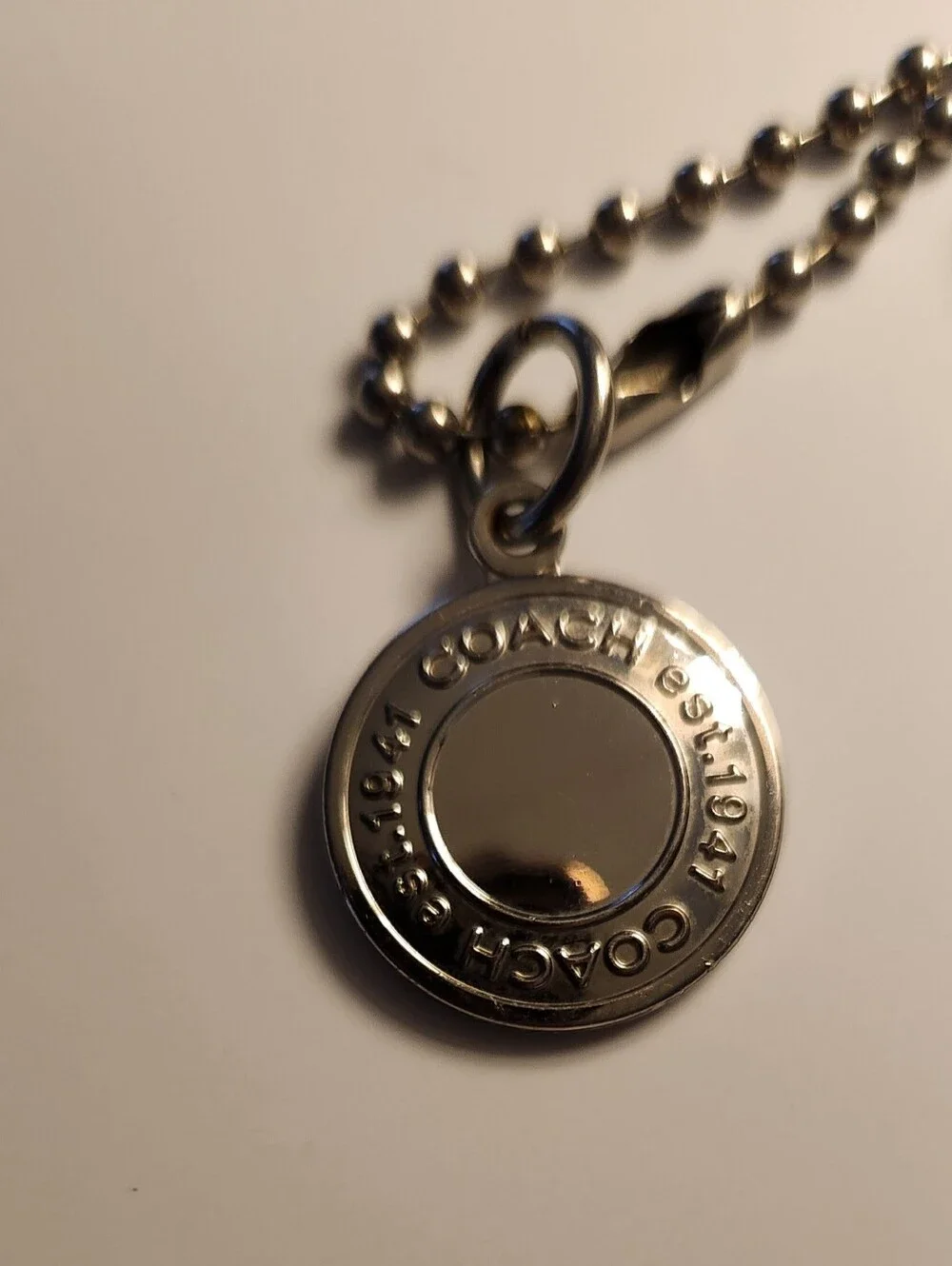 Coach Black Patent Leather Key & Round Silver Charm